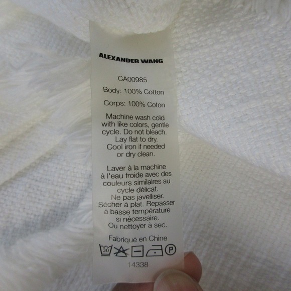 T Alexander Wang Fringe Sleeveless Top Women 2 White Burlap Cotton Textured 180 - Picture 5 of 10